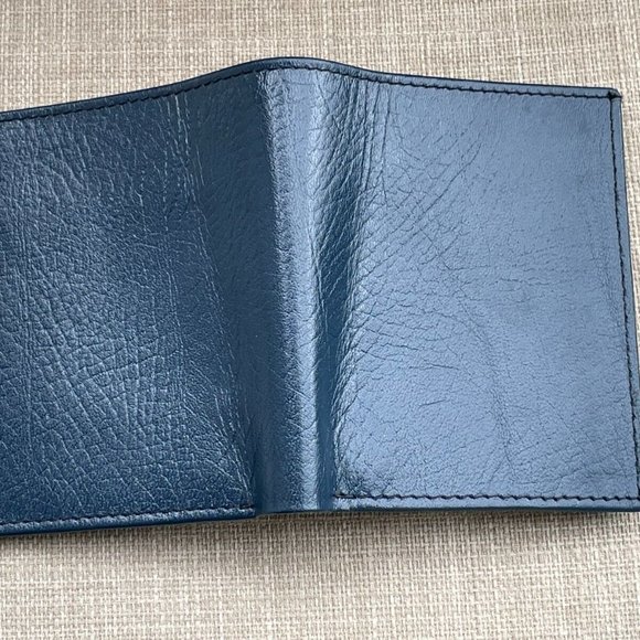 Genuine Blue Leather Wallet Multi Card Holder Handmade Bifold Men Wallet Purse - Picture 2 of 12